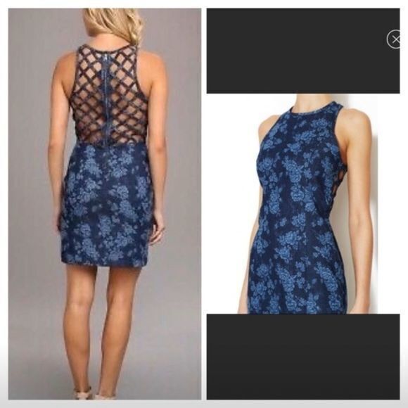 Dv Dolce Vita Floral Blue Jean Lattice Back Dress